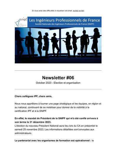 SNIPF Newsletter N°6 novembre 2023