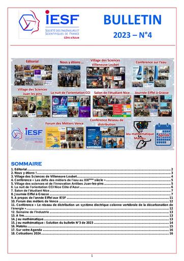 IESF Cote Azur Bulletin N°4 Décembre 2023