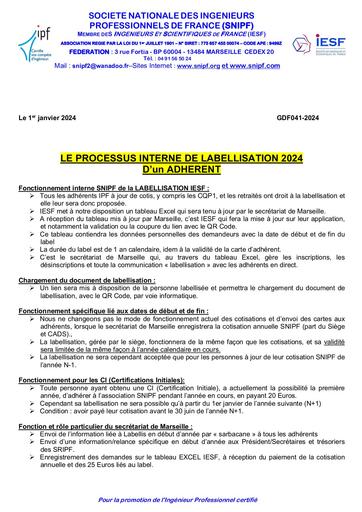 GDF041 2024 Processus interne de Labellisation 2024